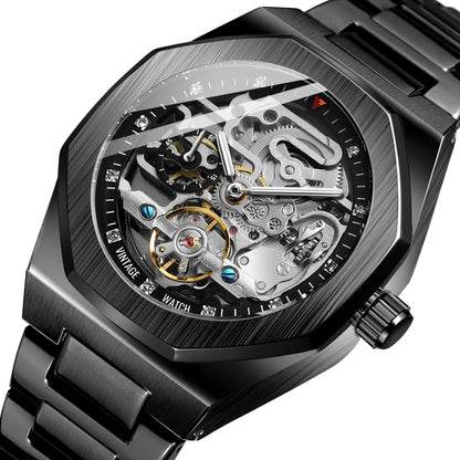 Fashion Watch Skeleton Stainless Steel Mechanical Automatic Watches for Mens Watches Luxury