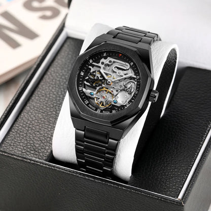 Fashion Watch Skeleton Stainless Steel Mechanical Automatic Watches for Mens Watches Luxury