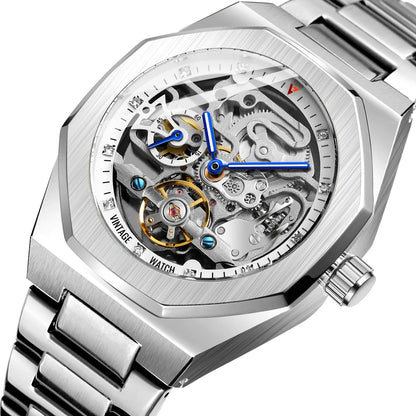 Fashion Watch Skeleton Stainless Steel Mechanical Automatic Watches for Mens Watches Luxury